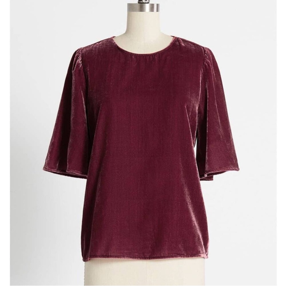 Elegant Velvet Women Top - Burgundy